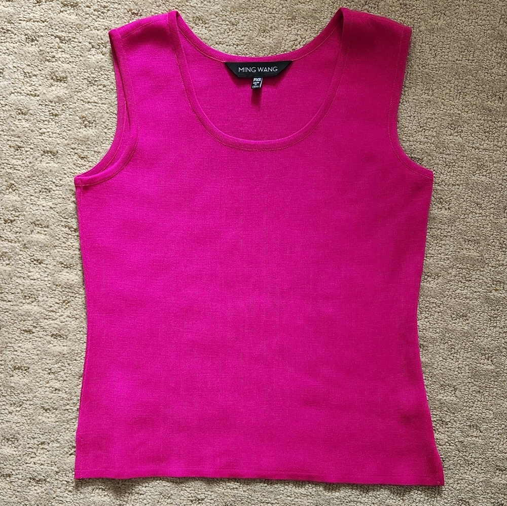 MING WANG Tank Shell Hot Pink XS Petite